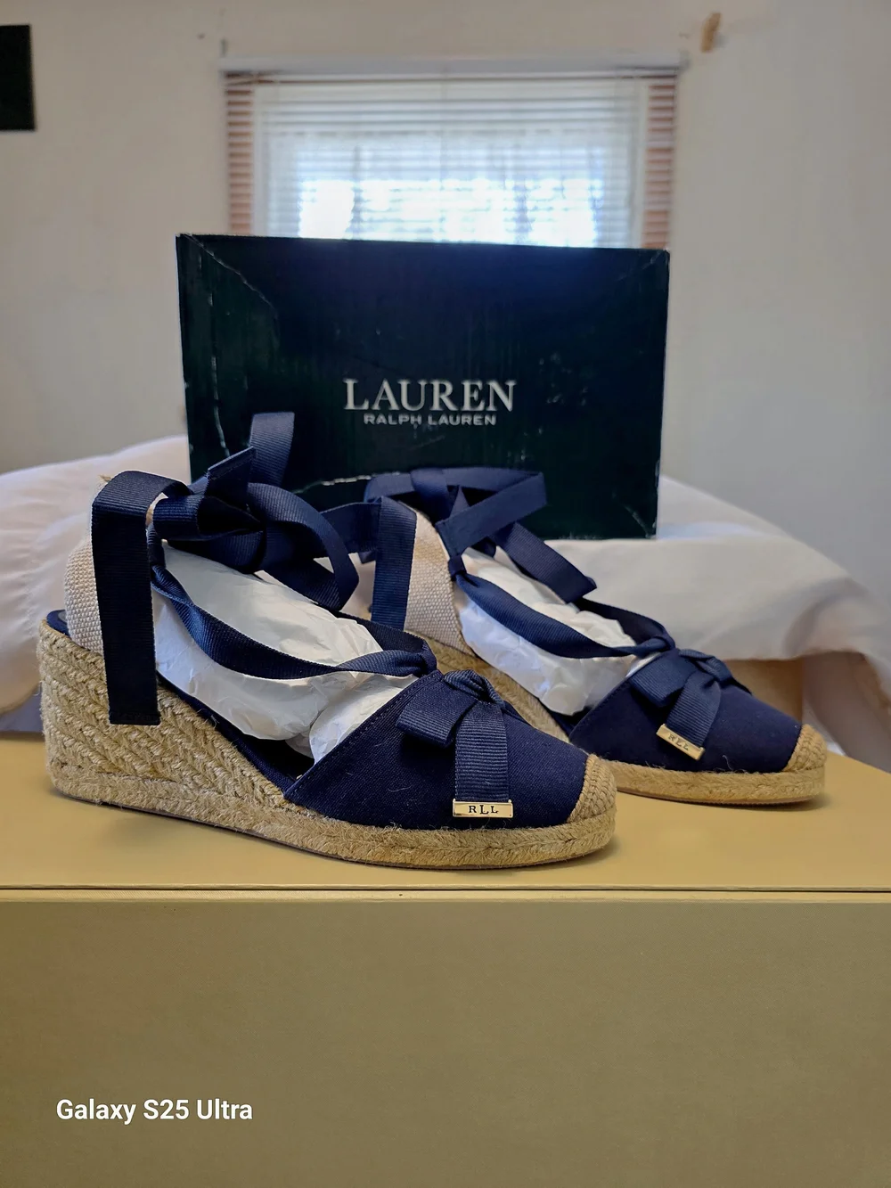 LAUREN Ralph Lauren Hollie Espadrille Wedge In Navy Size 7.5B